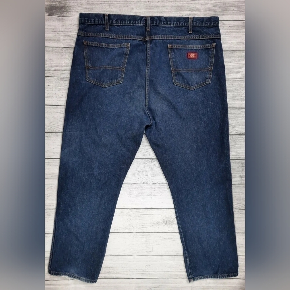 Dickies Cotton Blue Men Denim Jeans Tag Size 44x32 Dark Wash Straight legged EUC - Picture 3 of 5